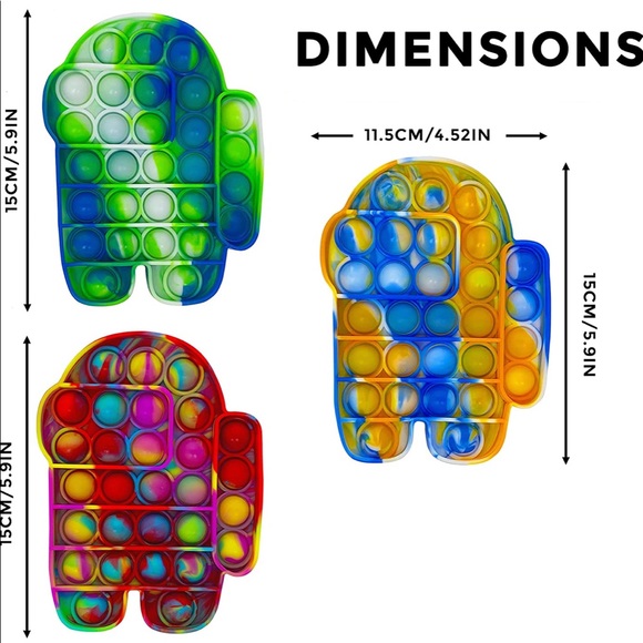 Bubble Fidget ToyPush Pop Poke Game 3 Pieces Tie - Picture 7 of 7